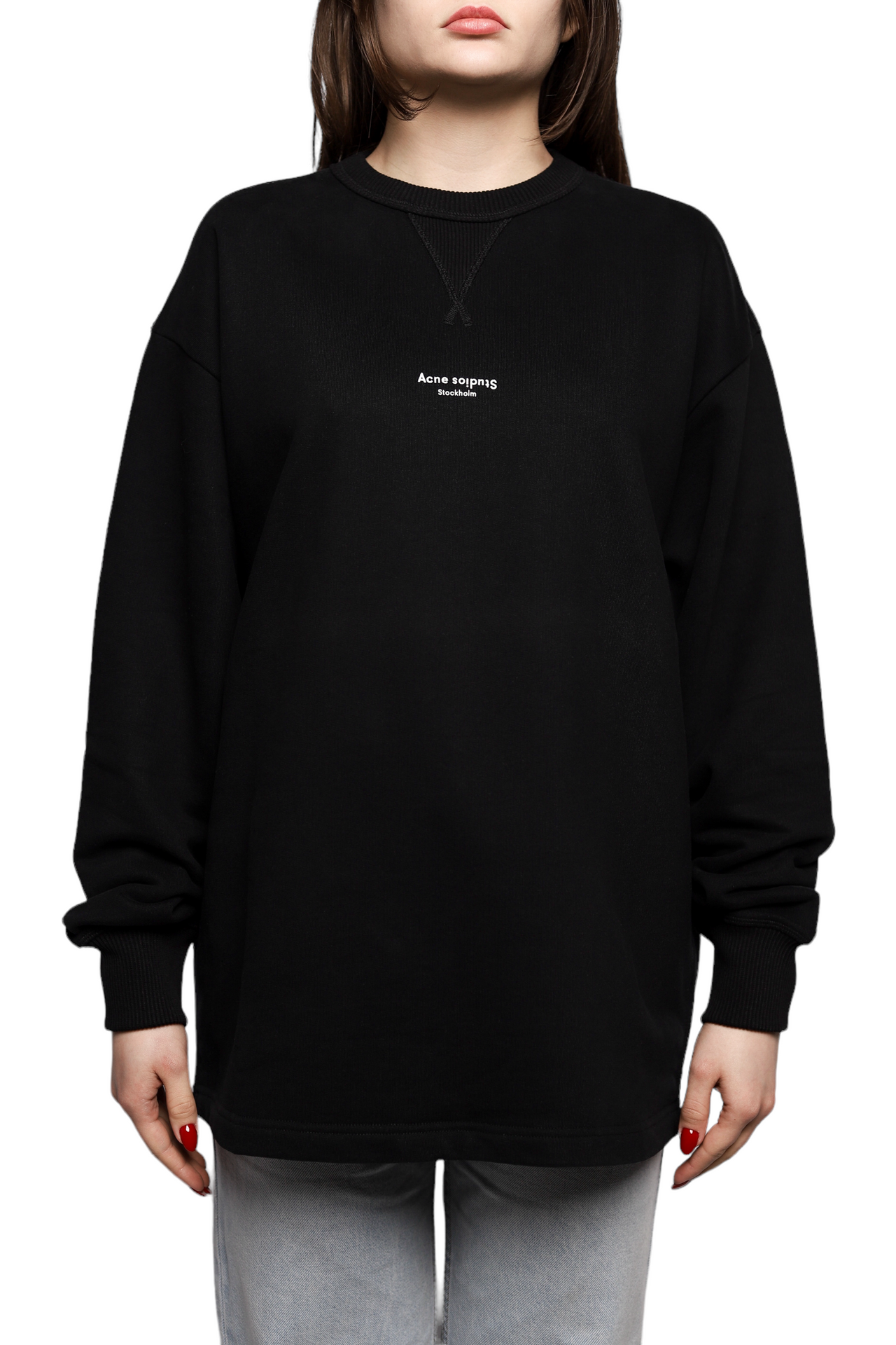 Acne Studios Reverse Fin Stamp Logo Sweatshirt Black