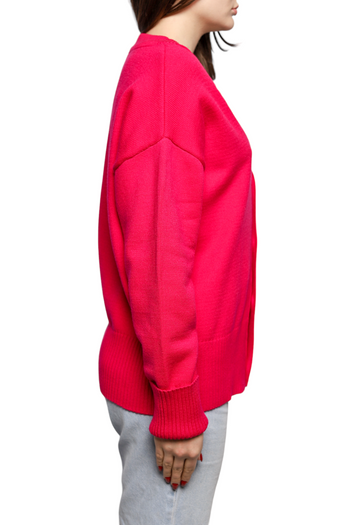 AMI Paris Ami de Coeur Cardigan Fuchsia