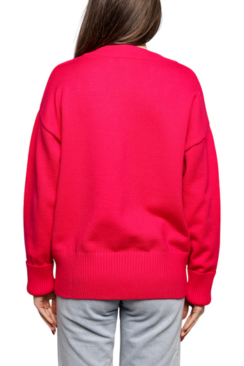 AMI Paris Ami de Coeur Cardigan Fuchsia