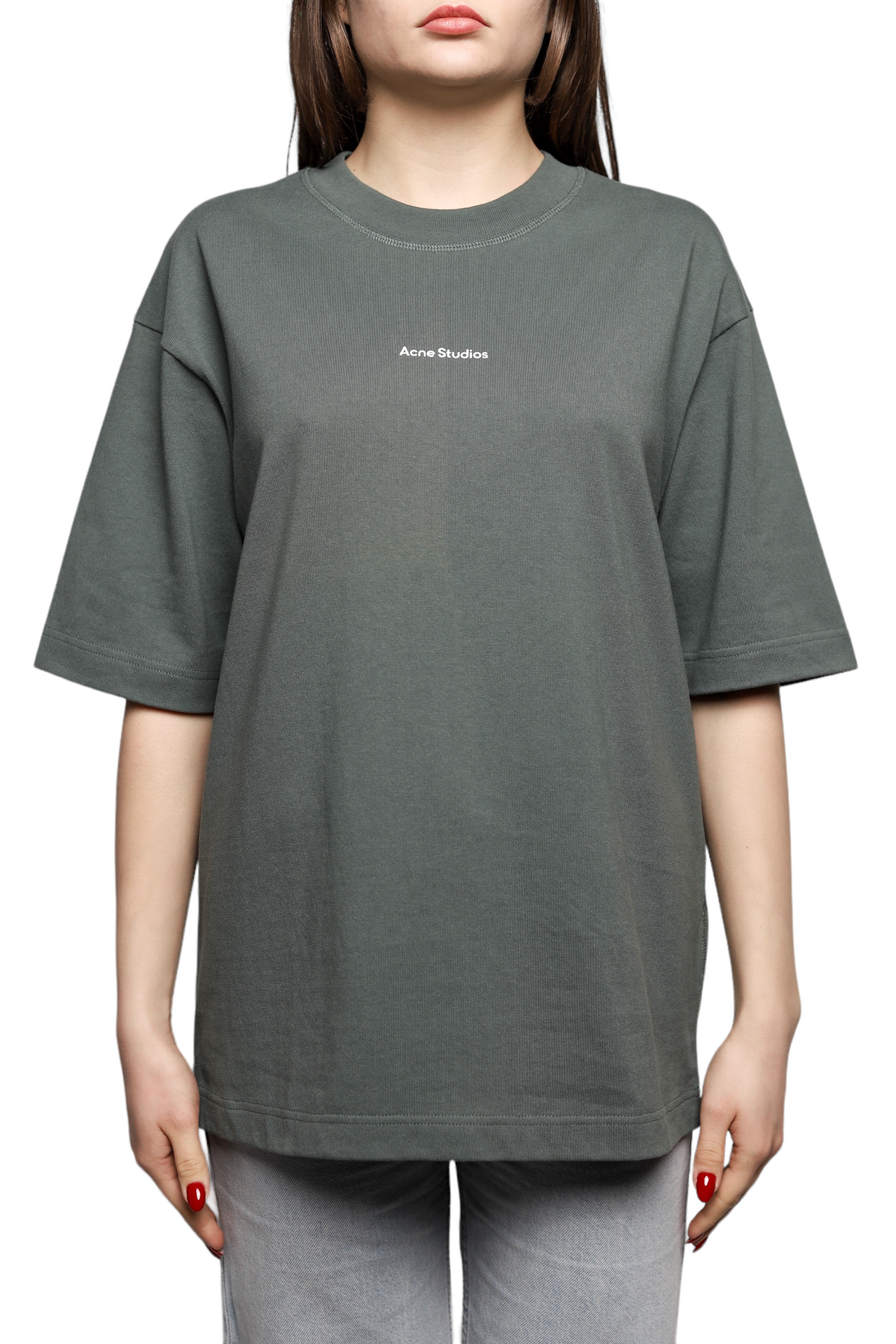 Acne Studios Logo cotton jersey T-shirt Khaki