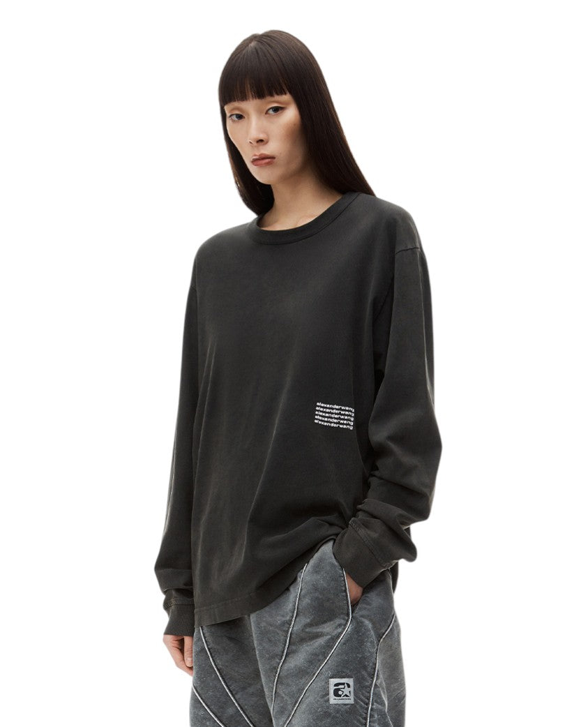 Alexander Wang Long-Sleeve Tee In Acid Wash Jersey