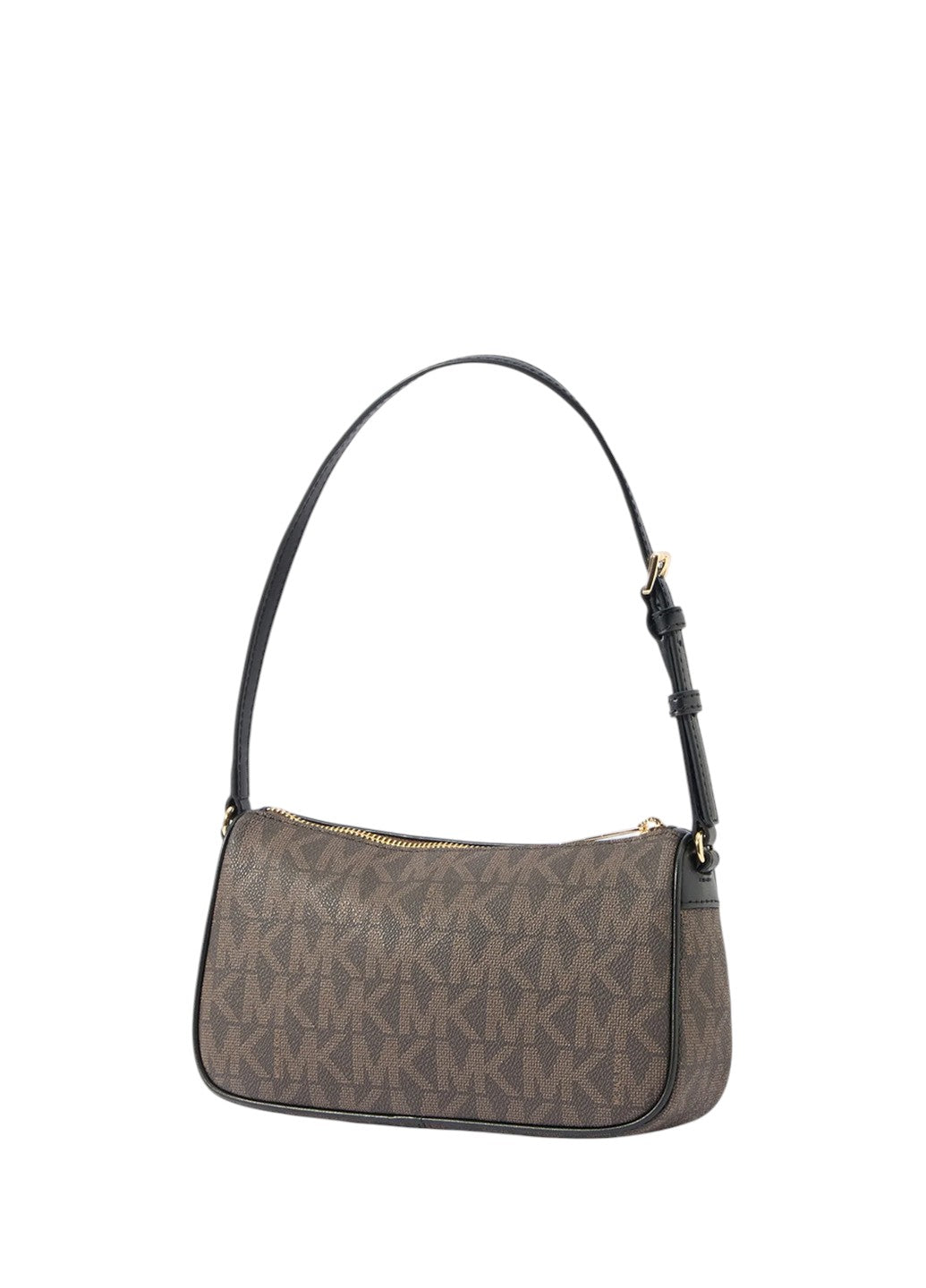 Michael Kors Signature Jet Set Medium Pouchette Bag Brown Edging Black