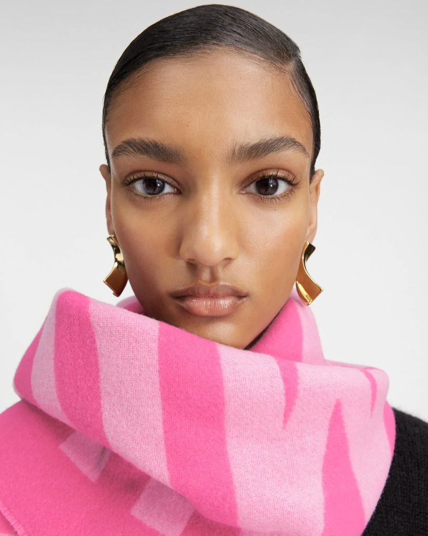Шарф Jacquemus Logo Jacquard Fringed Edge Scarf Multi-Pink | SSTORIES