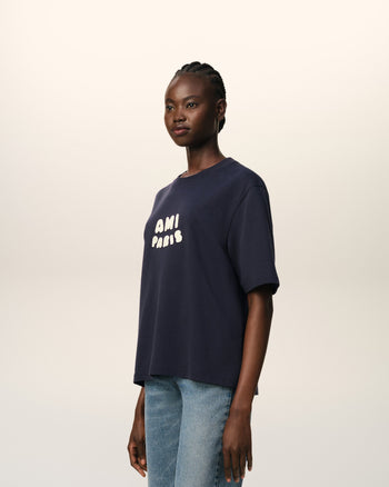AMI Paris Patch T-Shirt Navy Blue