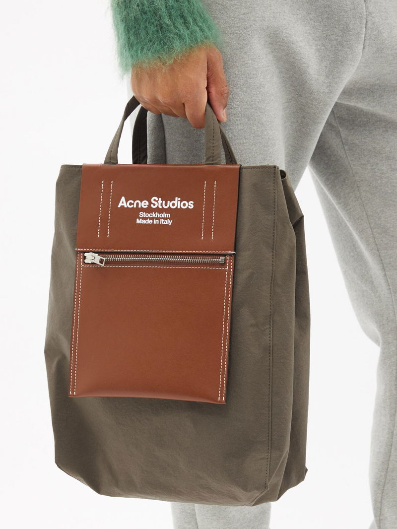 Acne Studios Baker Out medium canvas and printed leather tote Brown