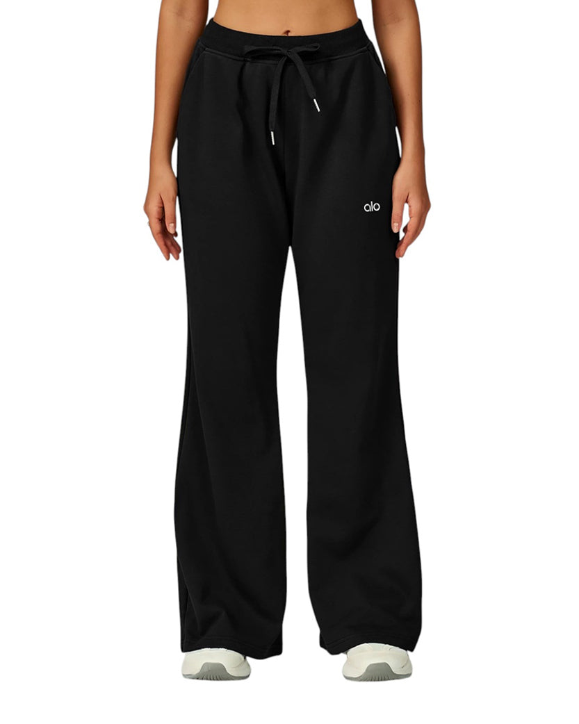 Alo Yoga Serenity Wide Leg Sweatpants Black EWK20302-BK