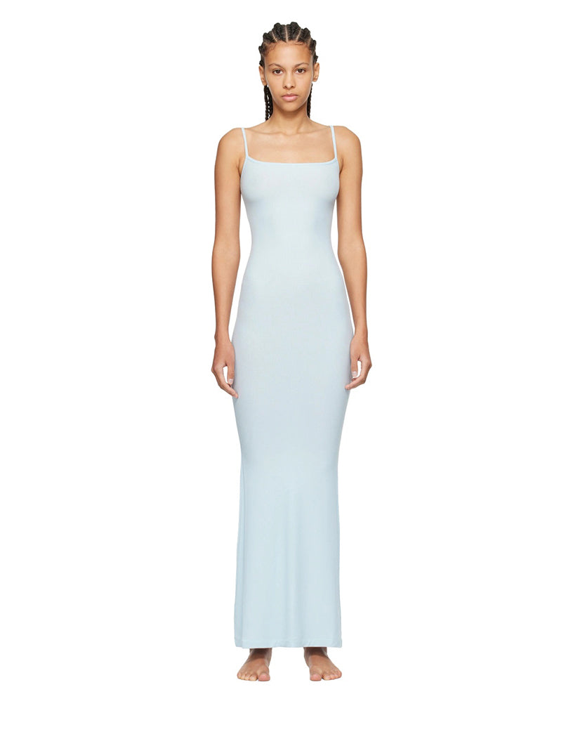 Skims Soft Lounge Long Slip Dress Sky Blue