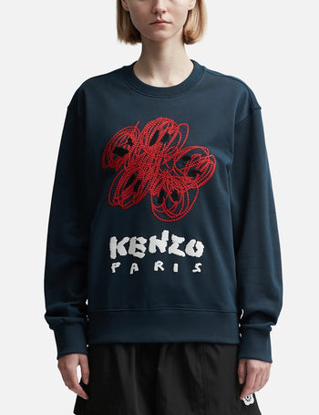 Kenzo Drawn Varsity Sweatshirt Navy