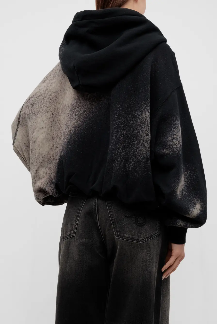 R13 Balloon Popover Hoodie Bleached Black