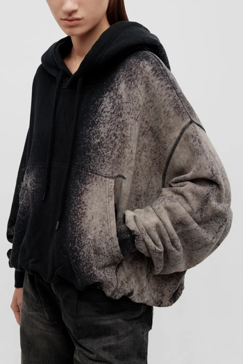 R13 Balloon Popover Hoodie Bleached Black
