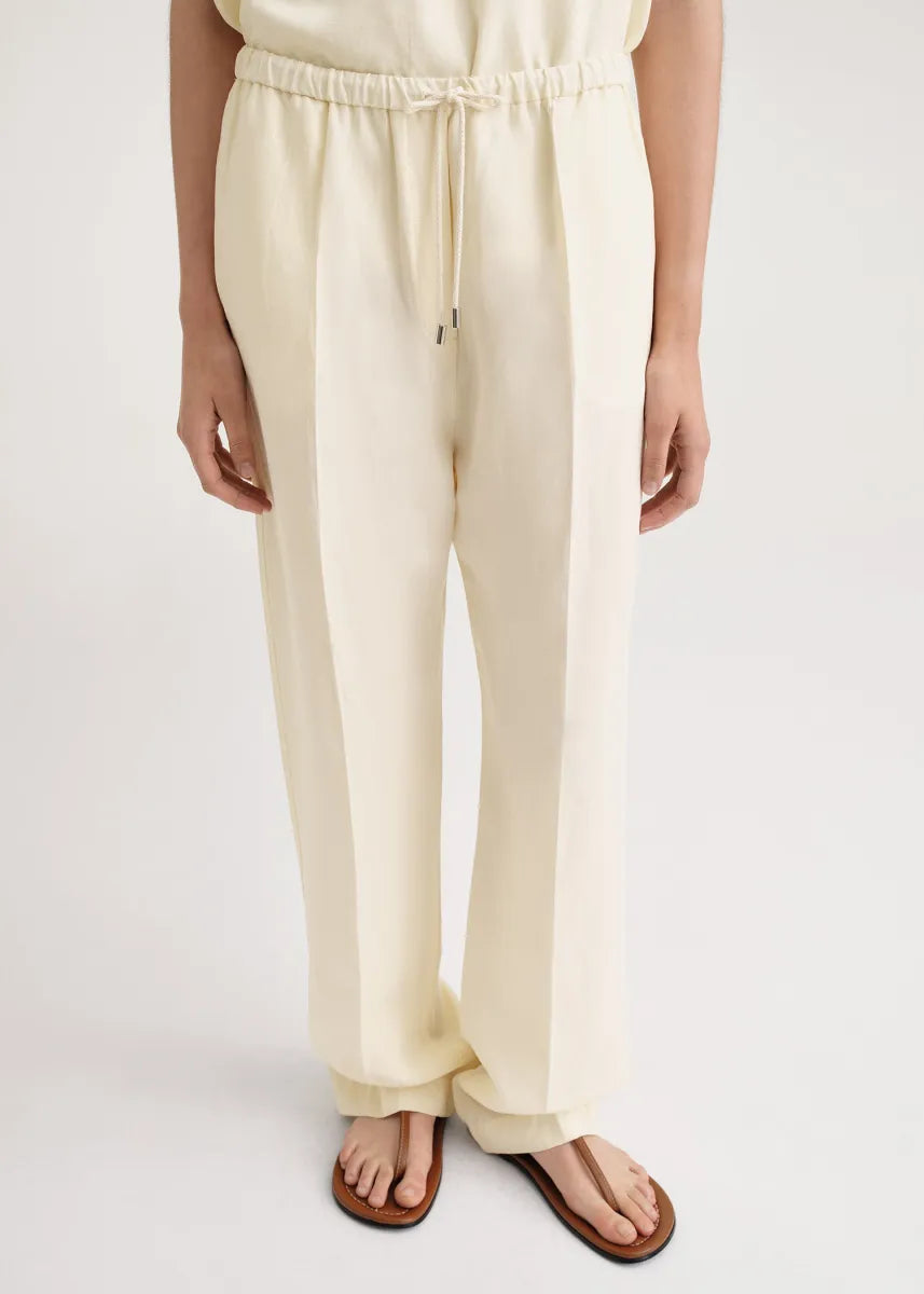 Toteme Press Creased Drawstring Trousers Vanilla