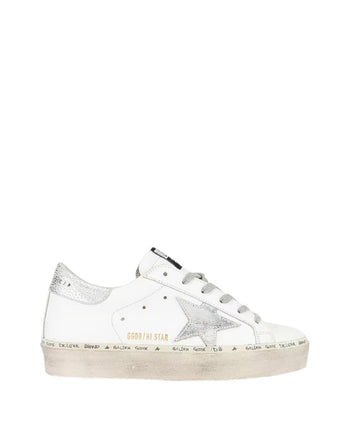Golden Goose Hi Star White and Silver Leather Sneakers