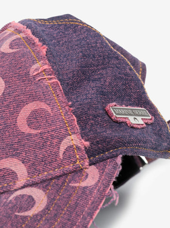 Marine Serre distressed Crescent Moon-print cap Pink