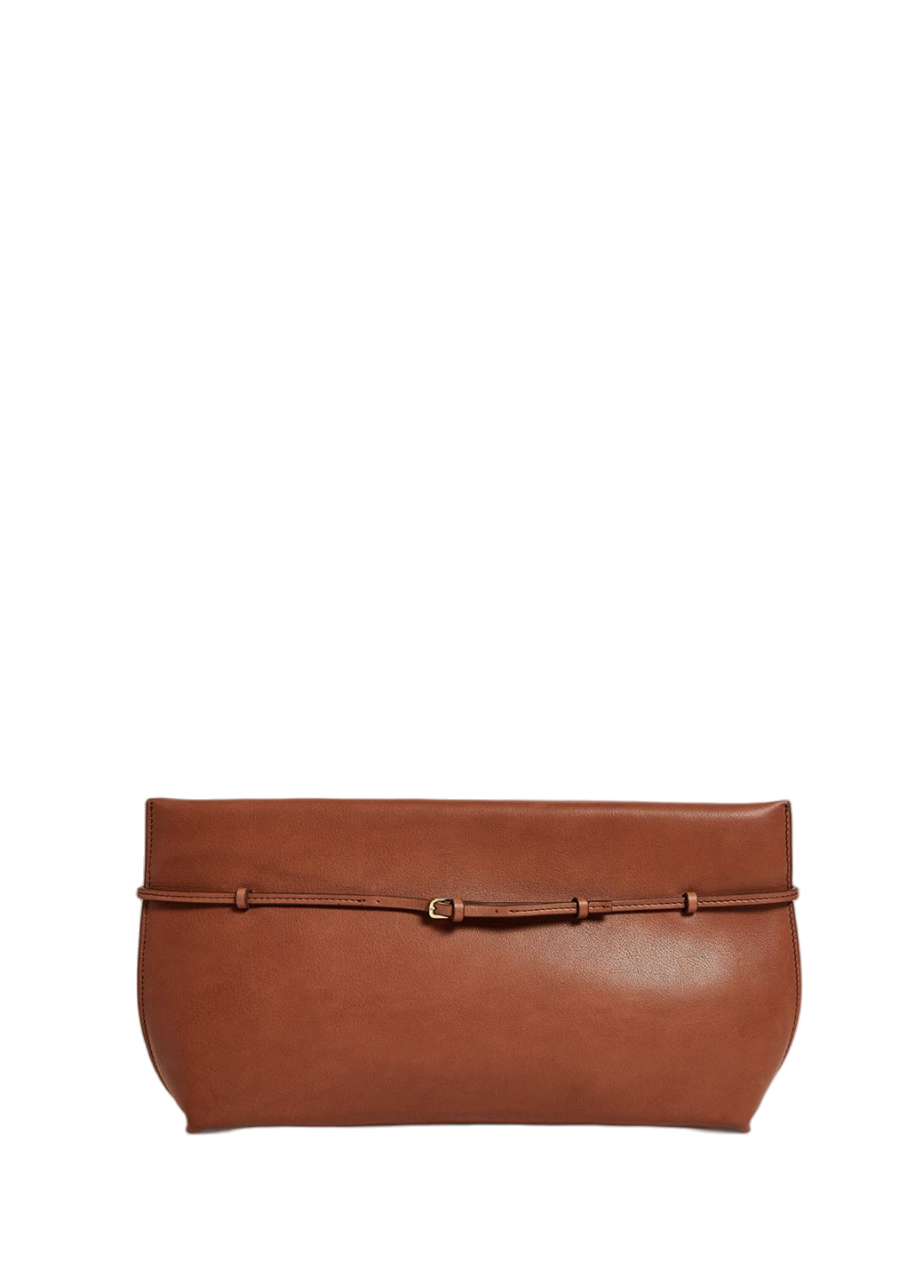 The Row Leather Sienna Clutch in Brown