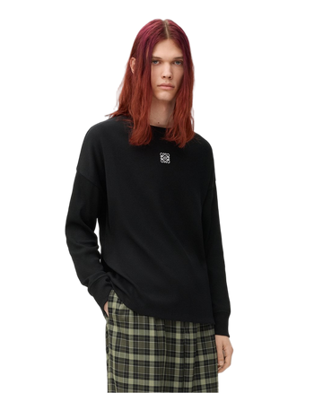 Loewe Oversized Fit Long Sleeve T-shirt in Cotton Black