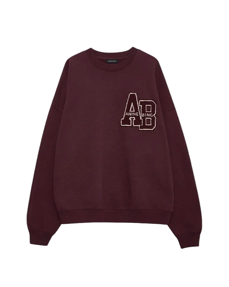 Anine Bing Miles Sweatshirt Letterman Burgundy