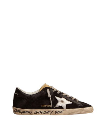Golden Goose Super-Star in Black Suede with Silver Star