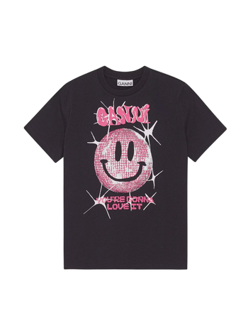 GANNI Smiley Schwarz T-Shirt Black