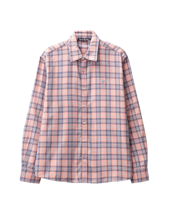 Acne Studios Flannel Check Button-Up Shirt Pink