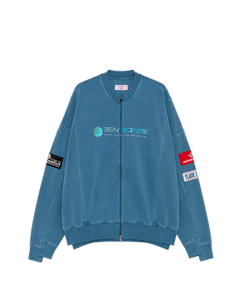 Martine Rose Zip Up Panelled Sweatshirt Blue