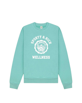 Sporty & Rich Emblem Crewneck Aquamarine/White