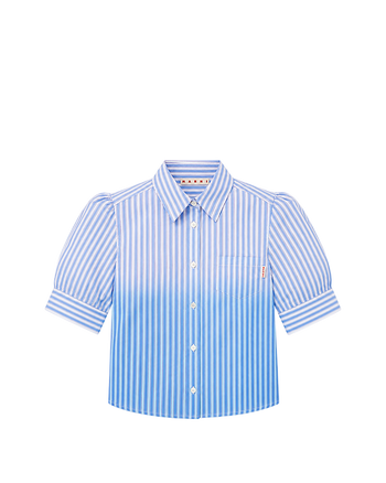 Marni Cropped Short Sleeve Shirt Striped Blue