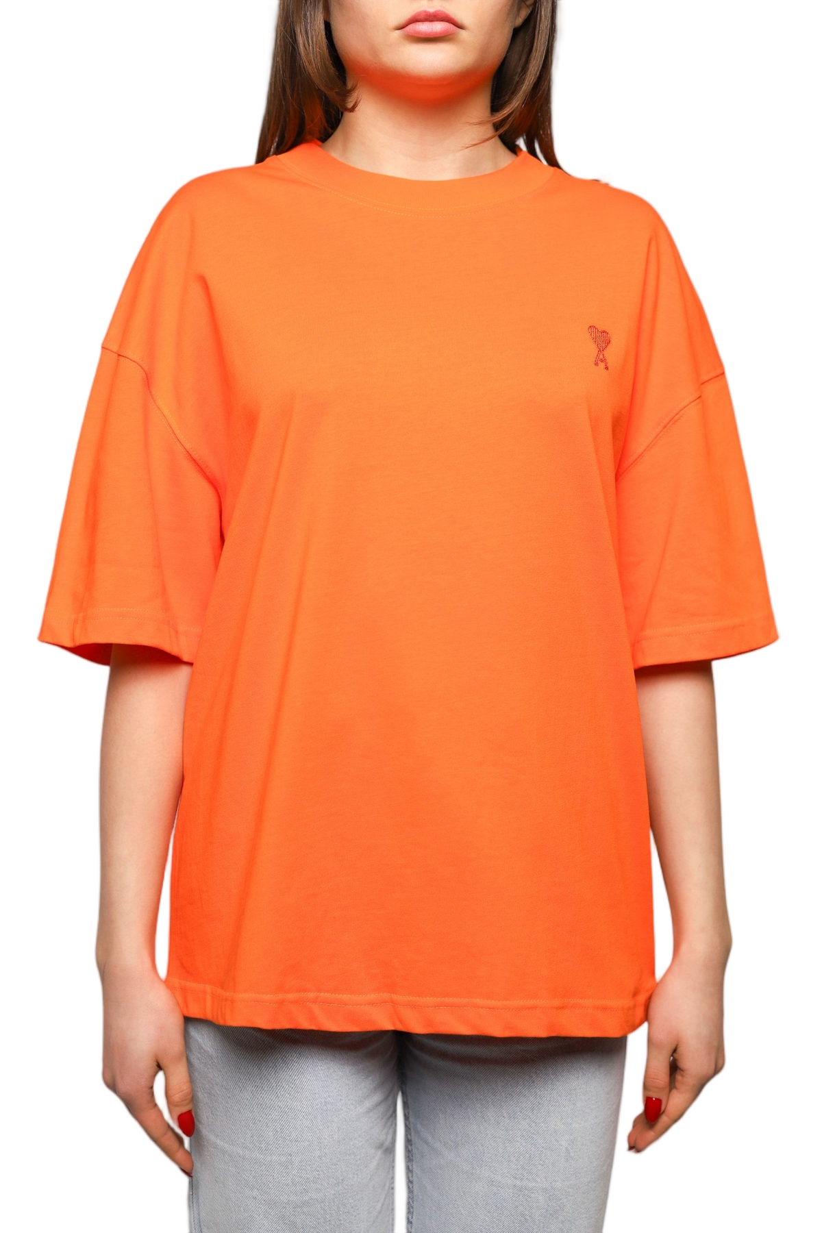 AMI Paris T-Shirt Tonal Small Ads Orange