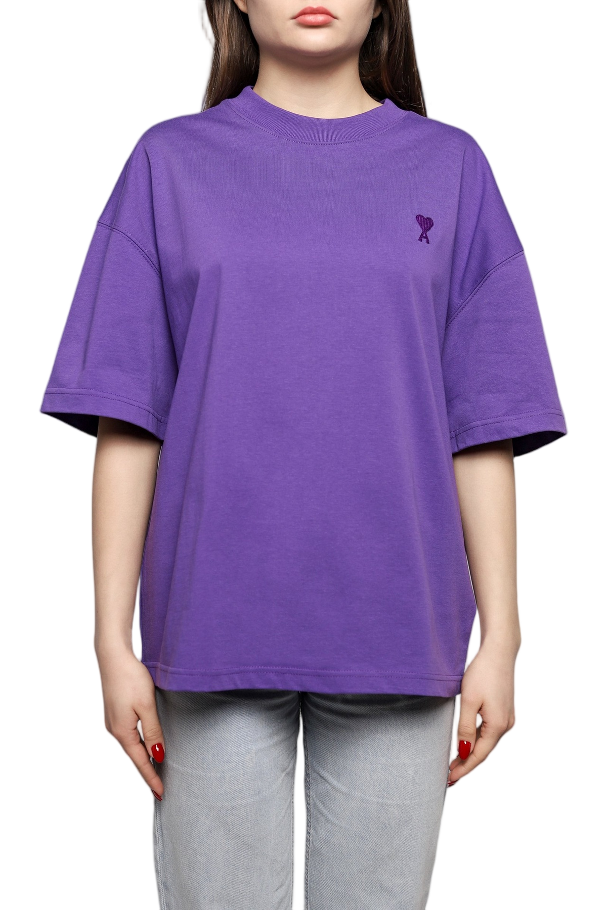 AMI Paris T-Shirt Tonal Small Ads Purple