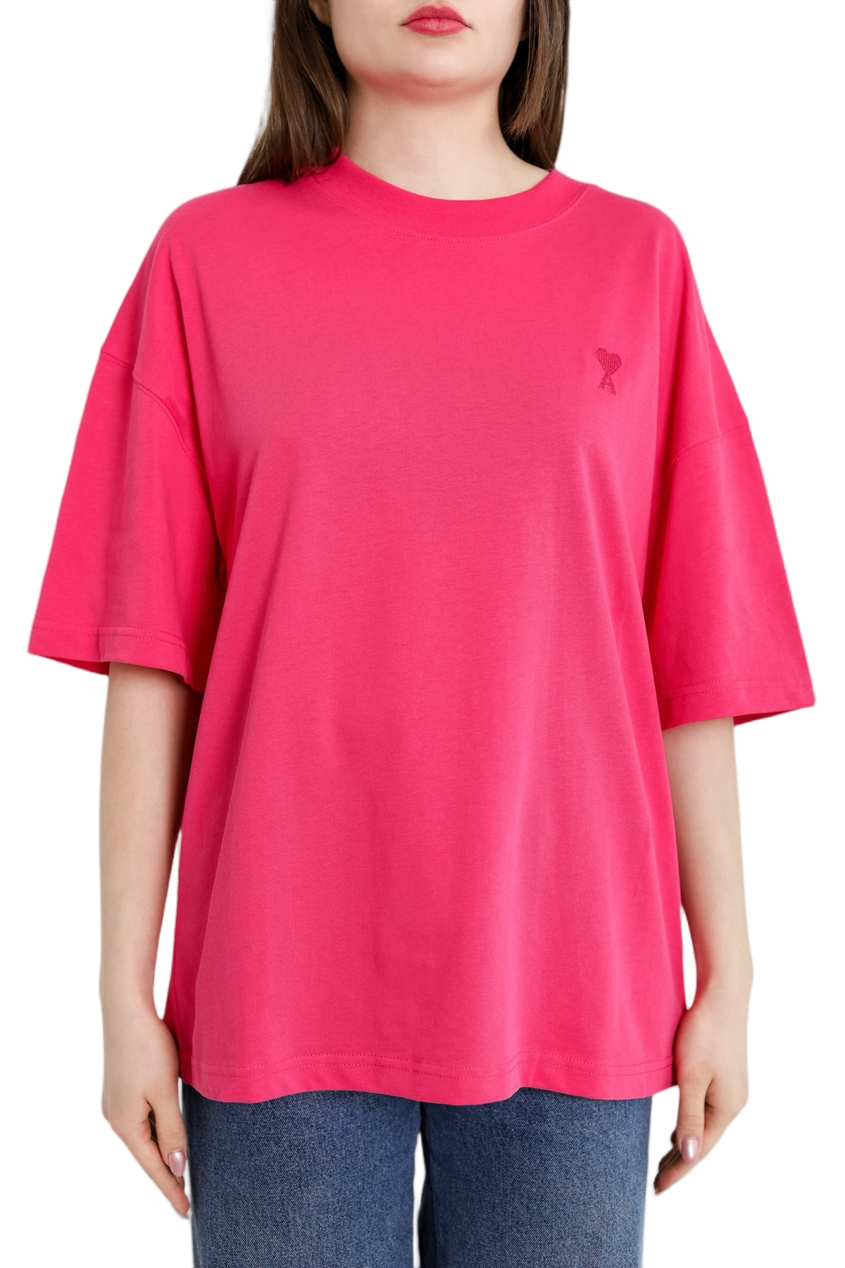 AMI Paris T-Shirt Tonal Small Ads Pink