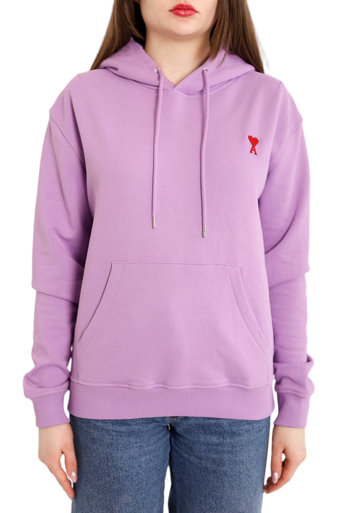 AMI Paris Ami de Coeur Small Heart Logo Hoodie Purple