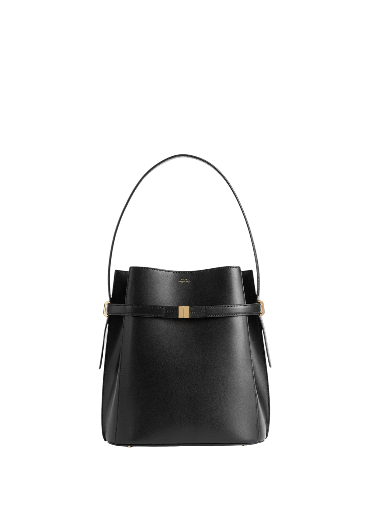 Toteme Belted Leather Bucket Bag Black