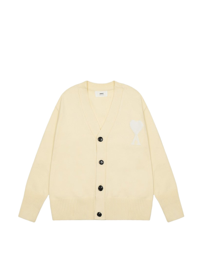 AMI Paris Ami de Coeur Cardigan Beige