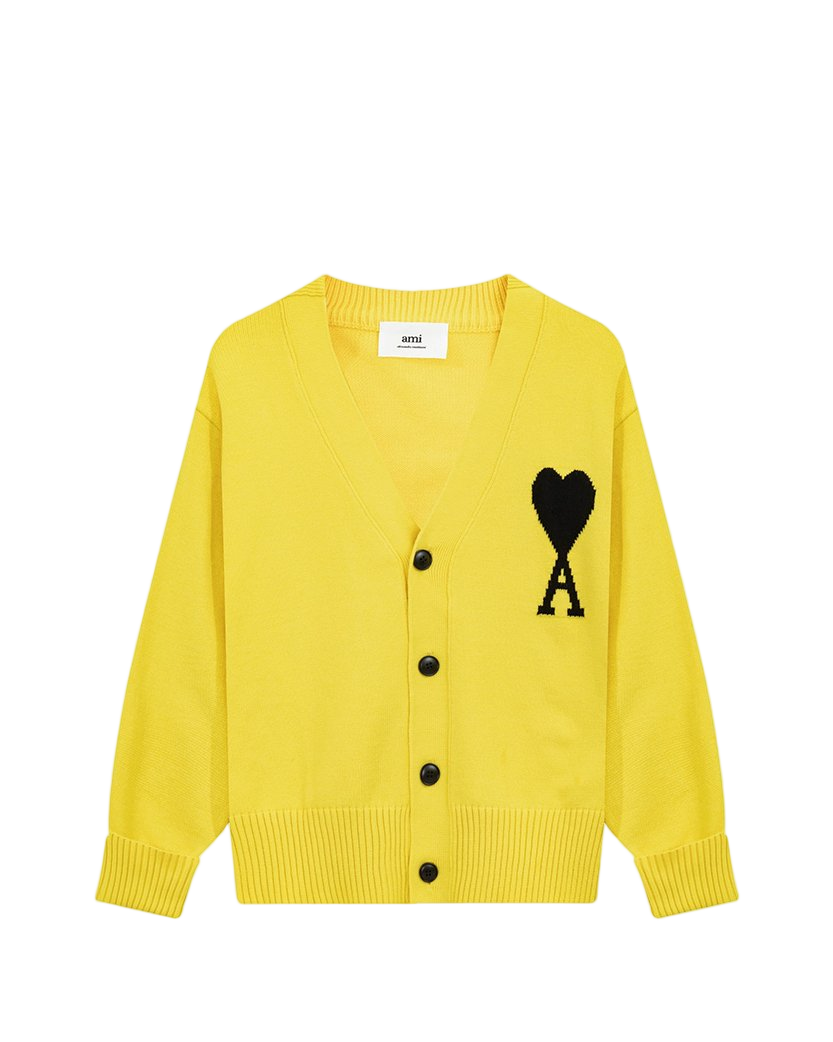 AMI Paris Ami de Coeur Cardigan Yellow