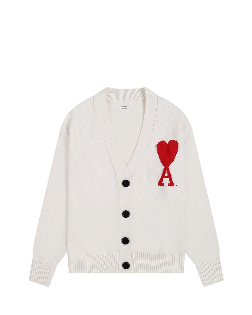 AMI Paris Ami De Coeur Cardigan White