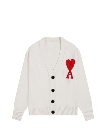 AMI Paris Ami De Coeur Cardigan White
