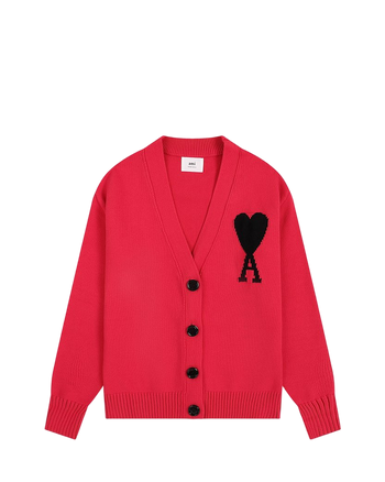 AMI Paris Ami de Coeur Cardigan Fuchsia