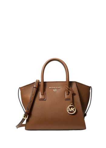 Michael Kors Avril Small Leather Top-Zip Satchel Brown