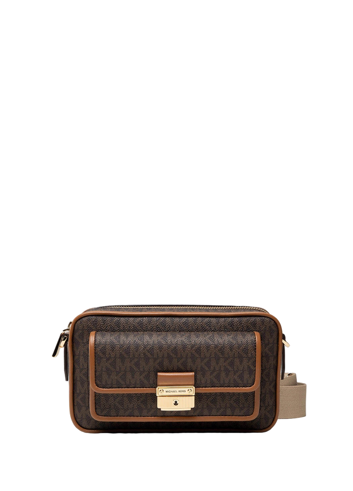 Michael Kors Bradshaw Medium Logo Camera Bag Brown Edging Brown