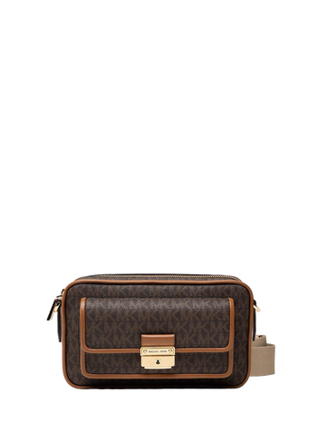 Michael Kors Bradshaw Medium Logo Camera Bag Brown Edging Brown