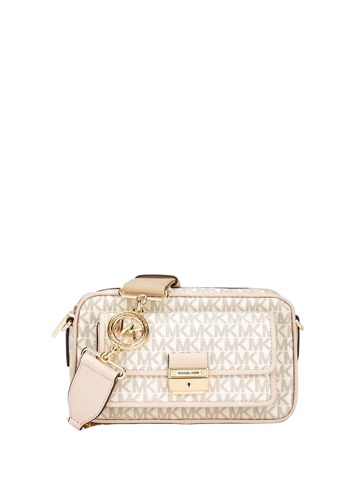 Michael Kors Bradshaw Medium Logo Camera Bag Neutrals Edging Pink