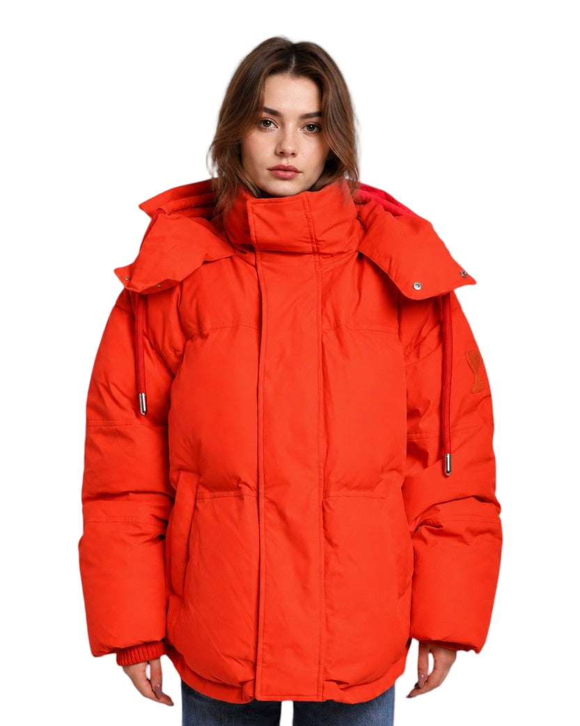 AMI Paris Ami de Coeur-Patch Padded Jacket Red