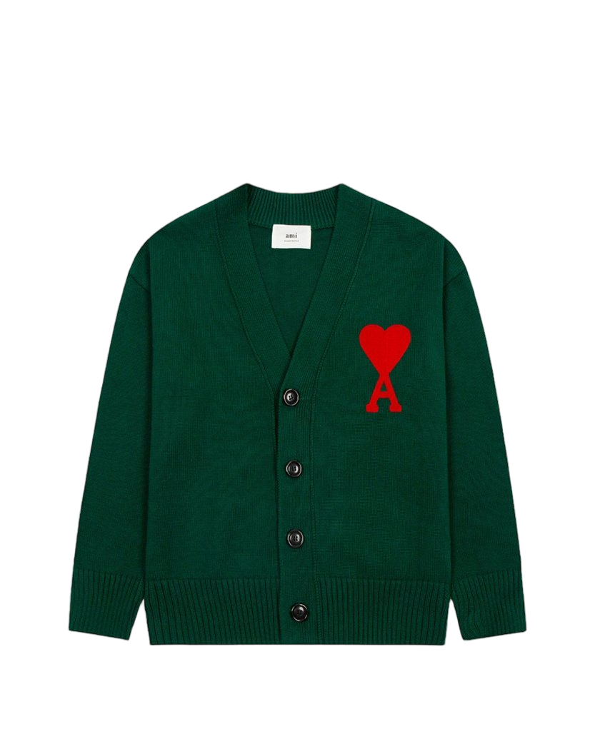 AMI Paris Ami de Coeur Cardigan Green