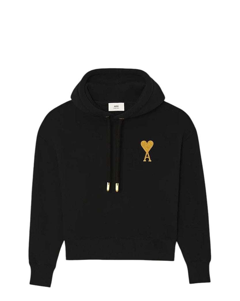 AMI Paris Ami de Coeur Lurex Hoodie Black
