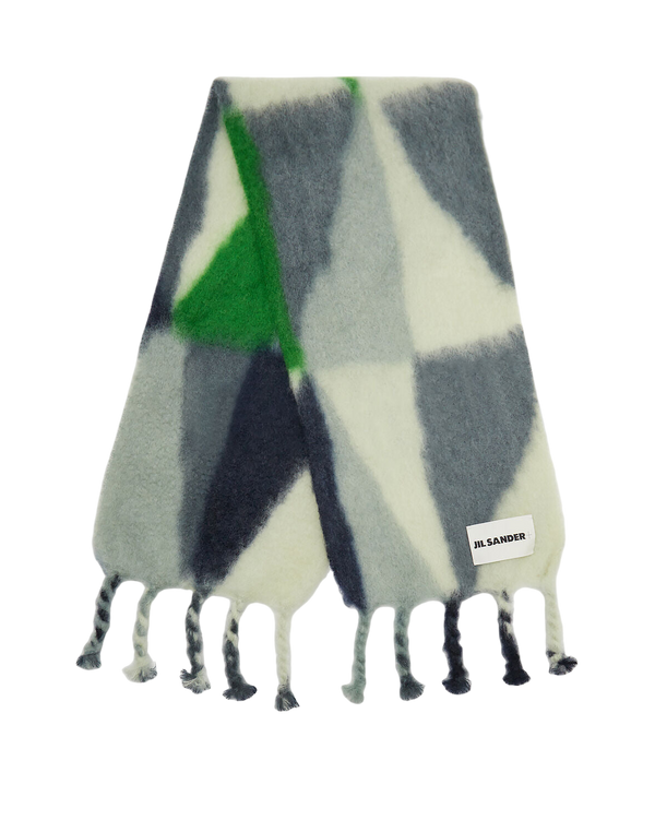 Jil Sander Geometric Mohair-Wool Scarf in Green