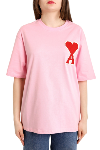 AMI Paris Ami De Coeur T-Shirt Patch Pink Red Heart