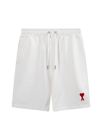 AMI Paris Cotton Shortened Shorts White
