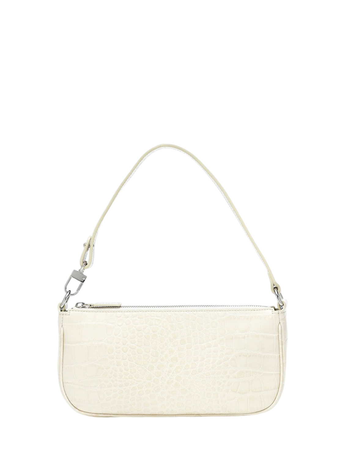 By Far Rachel Croco Embossed Leather Cream