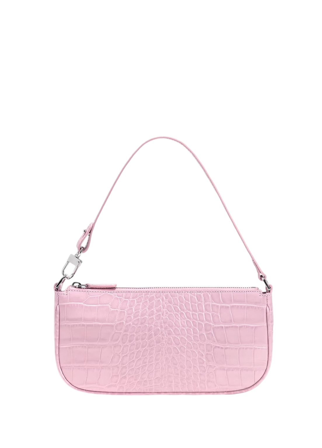 By Far Rachel Croco Embossed Leather Pink