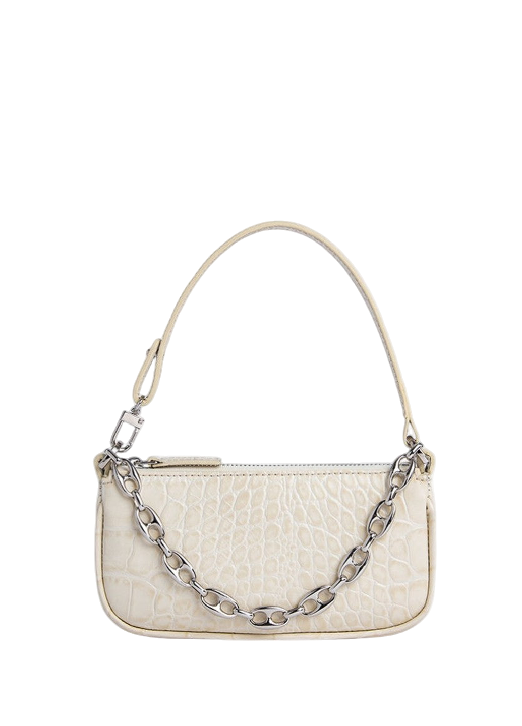 By Far Mini Rachel Croco Embossed Leather Cream