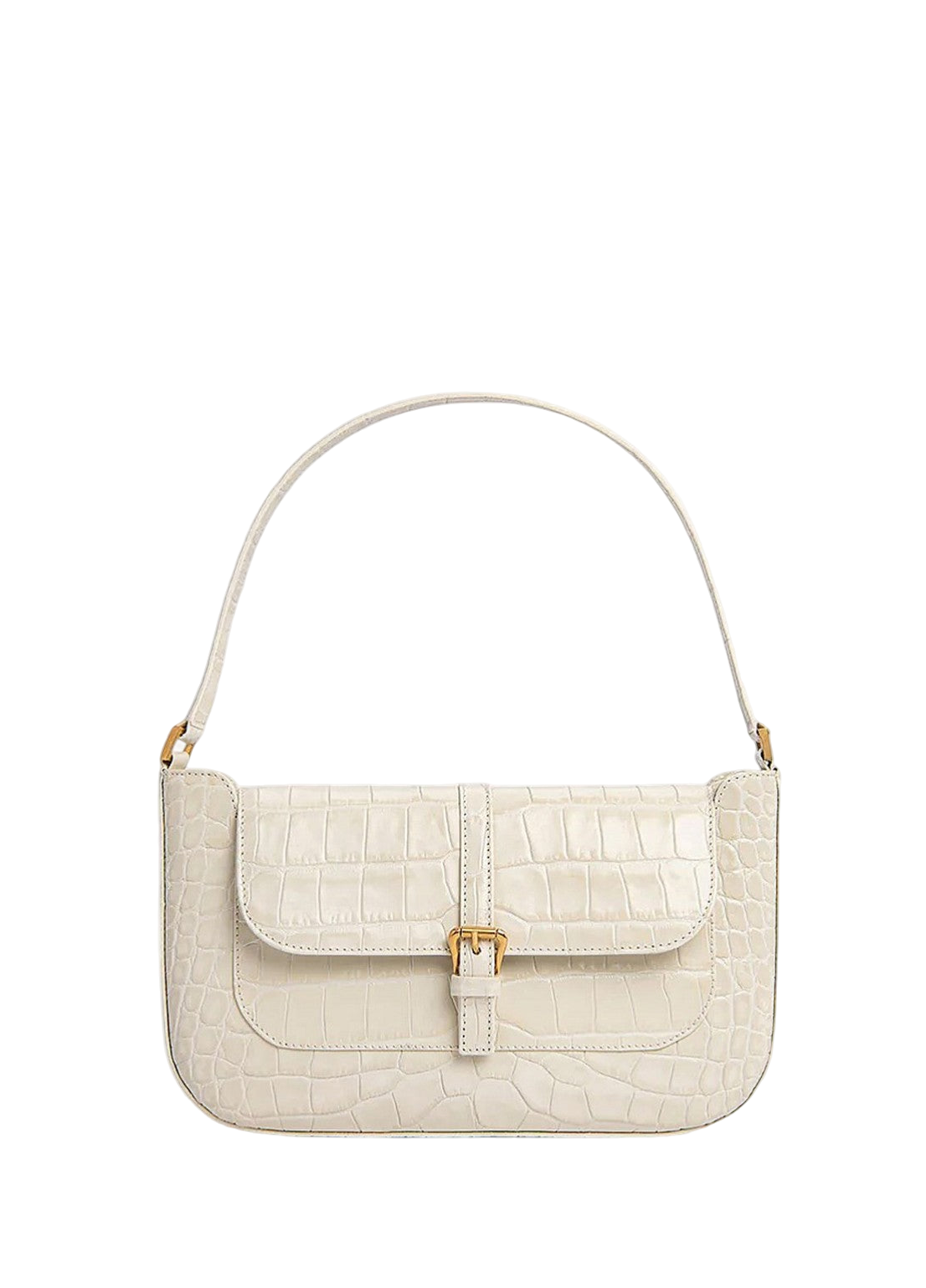 By Far Miranda Croco Embossed Leather Cream